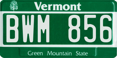 VT license plate BWM856