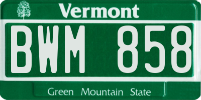 VT license plate BWM858