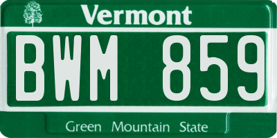 VT license plate BWM859