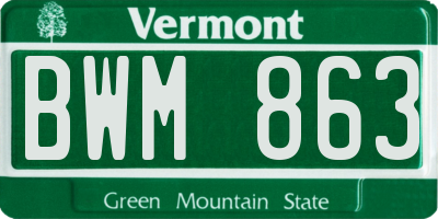 VT license plate BWM863