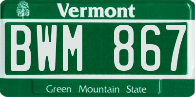 VT license plate BWM867