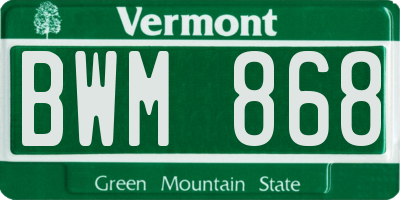 VT license plate BWM868
