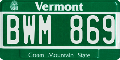 VT license plate BWM869