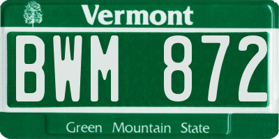 VT license plate BWM872