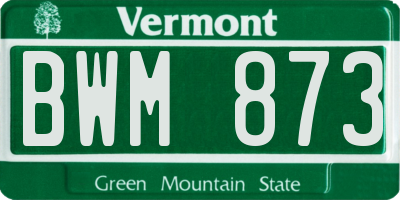 VT license plate BWM873