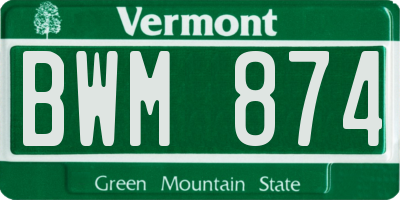 VT license plate BWM874