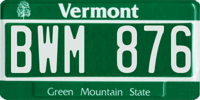 VT license plate BWM876