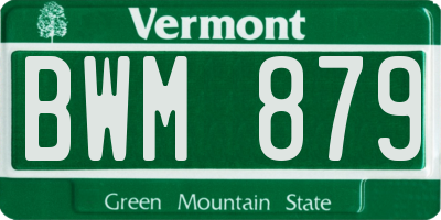 VT license plate BWM879