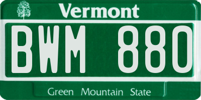 VT license plate BWM880