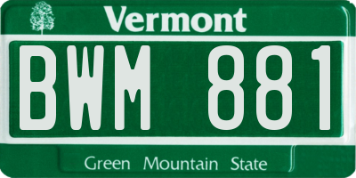 VT license plate BWM881
