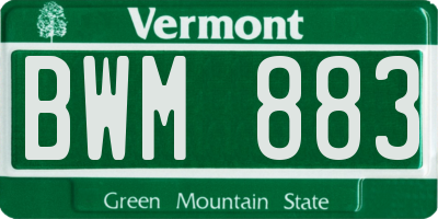 VT license plate BWM883