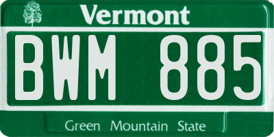 VT license plate BWM885