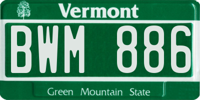 VT license plate BWM886