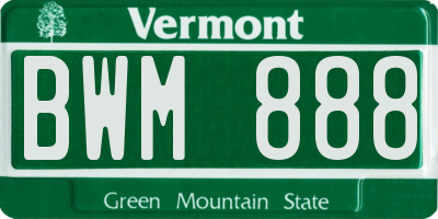 VT license plate BWM888