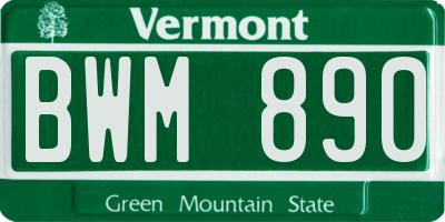 VT license plate BWM890