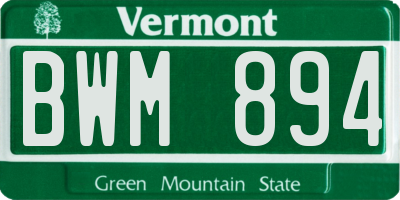 VT license plate BWM894