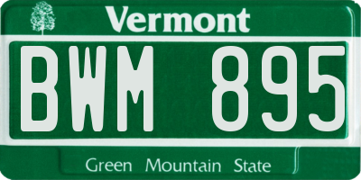 VT license plate BWM895