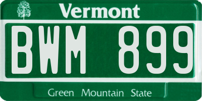 VT license plate BWM899