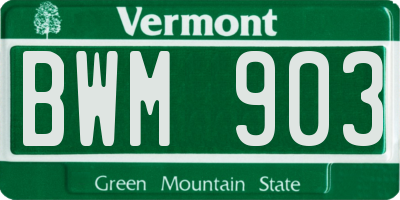 VT license plate BWM903