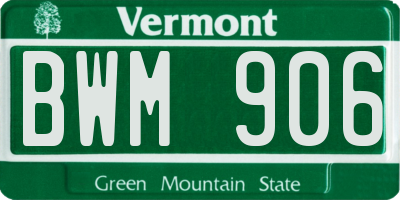 VT license plate BWM906