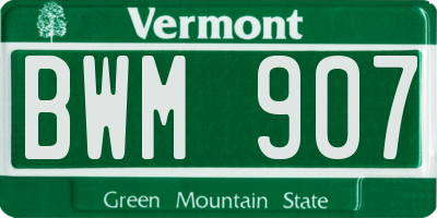VT license plate BWM907