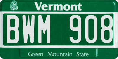 VT license plate BWM908