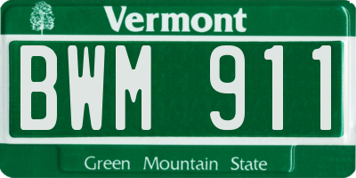 VT license plate BWM911
