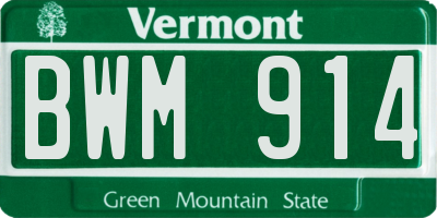 VT license plate BWM914