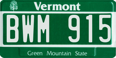 VT license plate BWM915