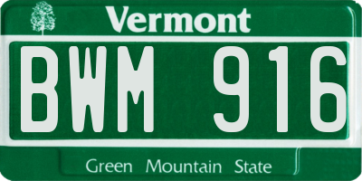VT license plate BWM916