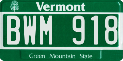 VT license plate BWM918