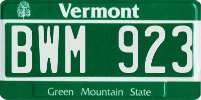 VT license plate BWM923