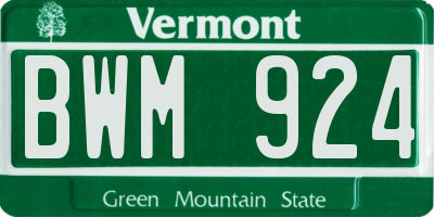 VT license plate BWM924