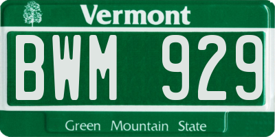 VT license plate BWM929