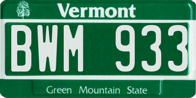 VT license plate BWM933