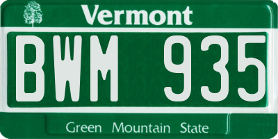 VT license plate BWM935