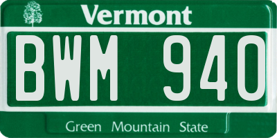 VT license plate BWM940