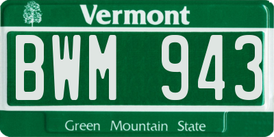 VT license plate BWM943