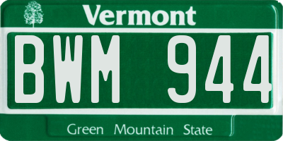 VT license plate BWM944