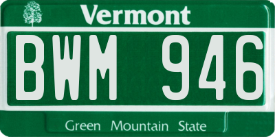 VT license plate BWM946