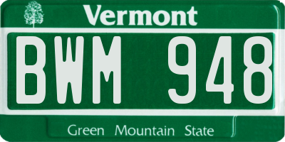 VT license plate BWM948