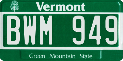 VT license plate BWM949