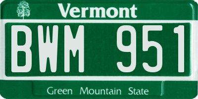 VT license plate BWM951