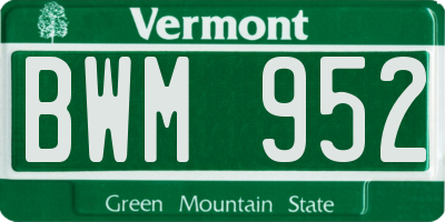 VT license plate BWM952