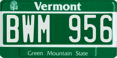 VT license plate BWM956