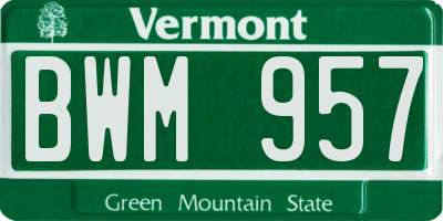 VT license plate BWM957