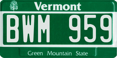 VT license plate BWM959