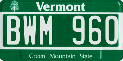 VT license plate BWM960