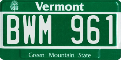 VT license plate BWM961