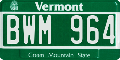 VT license plate BWM964